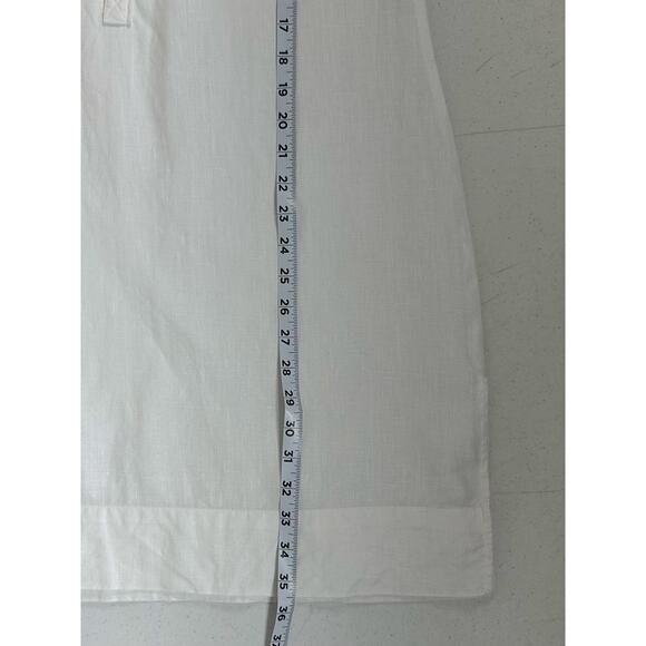 La Redoute Linen Popover Shirt Dress Size 10 White Roll Tab 3/4 Sleeve No Belt - Picture 6 of 8